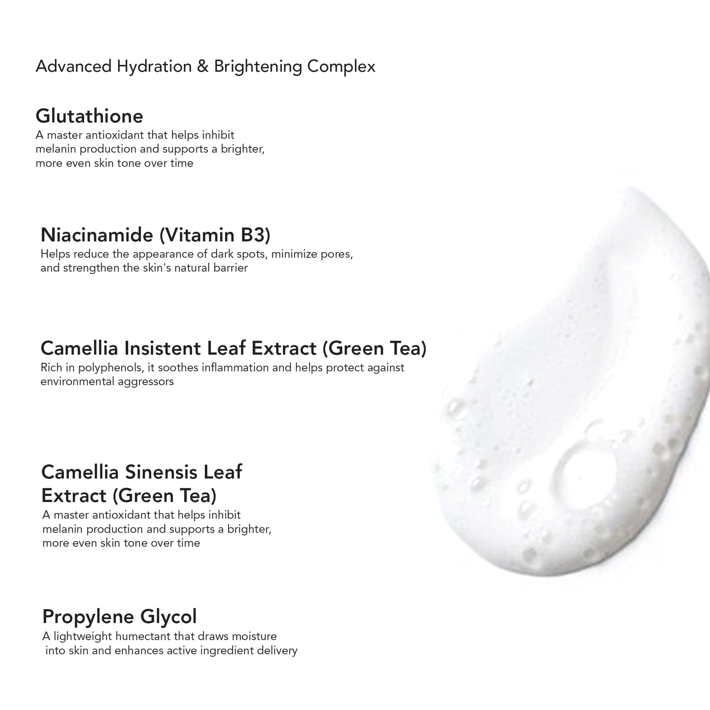 Seventh Secret Glutathione Serum ingredients glutathione niacinamide green tea