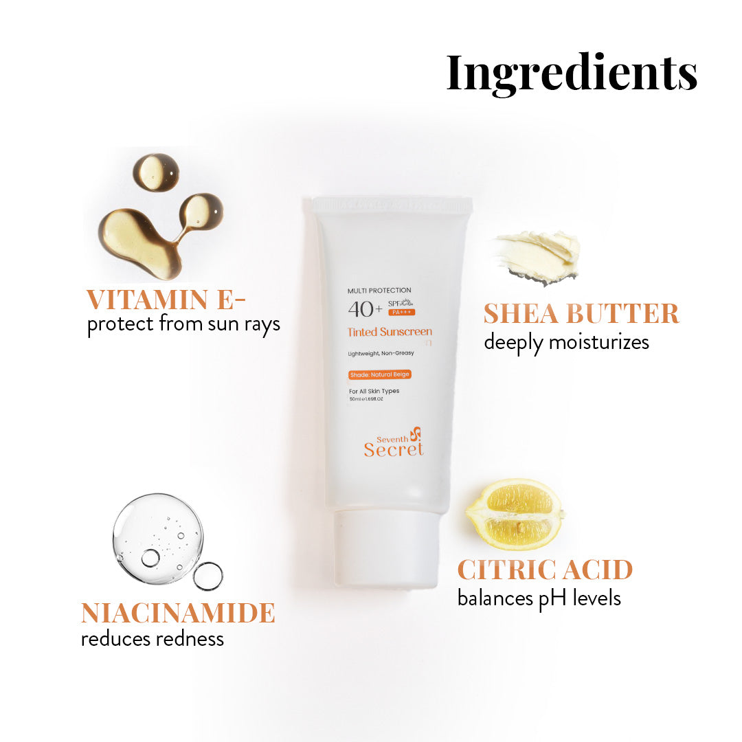 Seventh Secret Tinted Sunscreen SPF 40+ ingredients